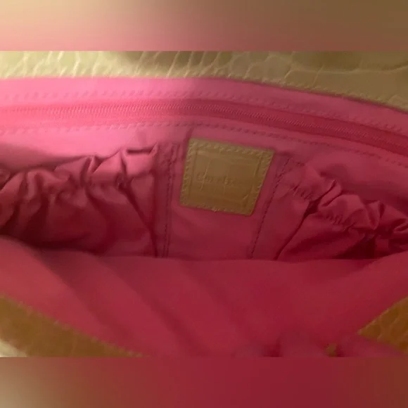 Cole Haan NWOT Lime Green Crocodile Texture Leather Tote Purse - Picture 6 of 9